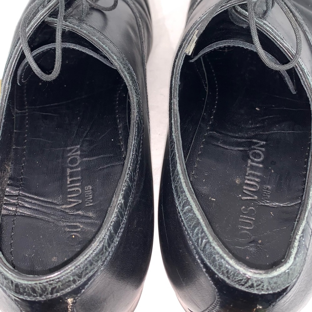 LOUIS VUITTON Black Leather Men's Oxfords Lace Up - Picture 14 of 16